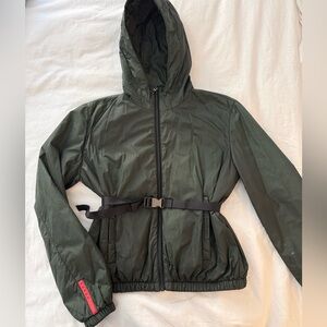 Prada Dark Green Nylon Hooded Jacket